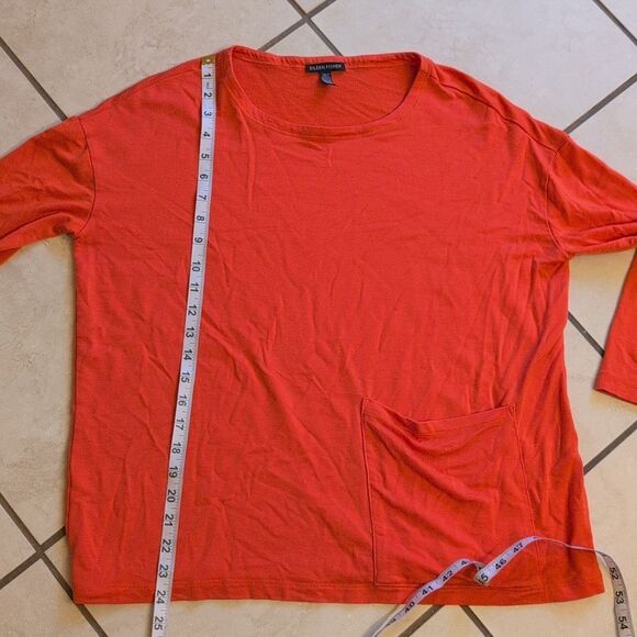 Eileen Fisher Tencel Terry Ballet Neck Tunic Hot Reddish Orange Size XS - Picture 7 of 9